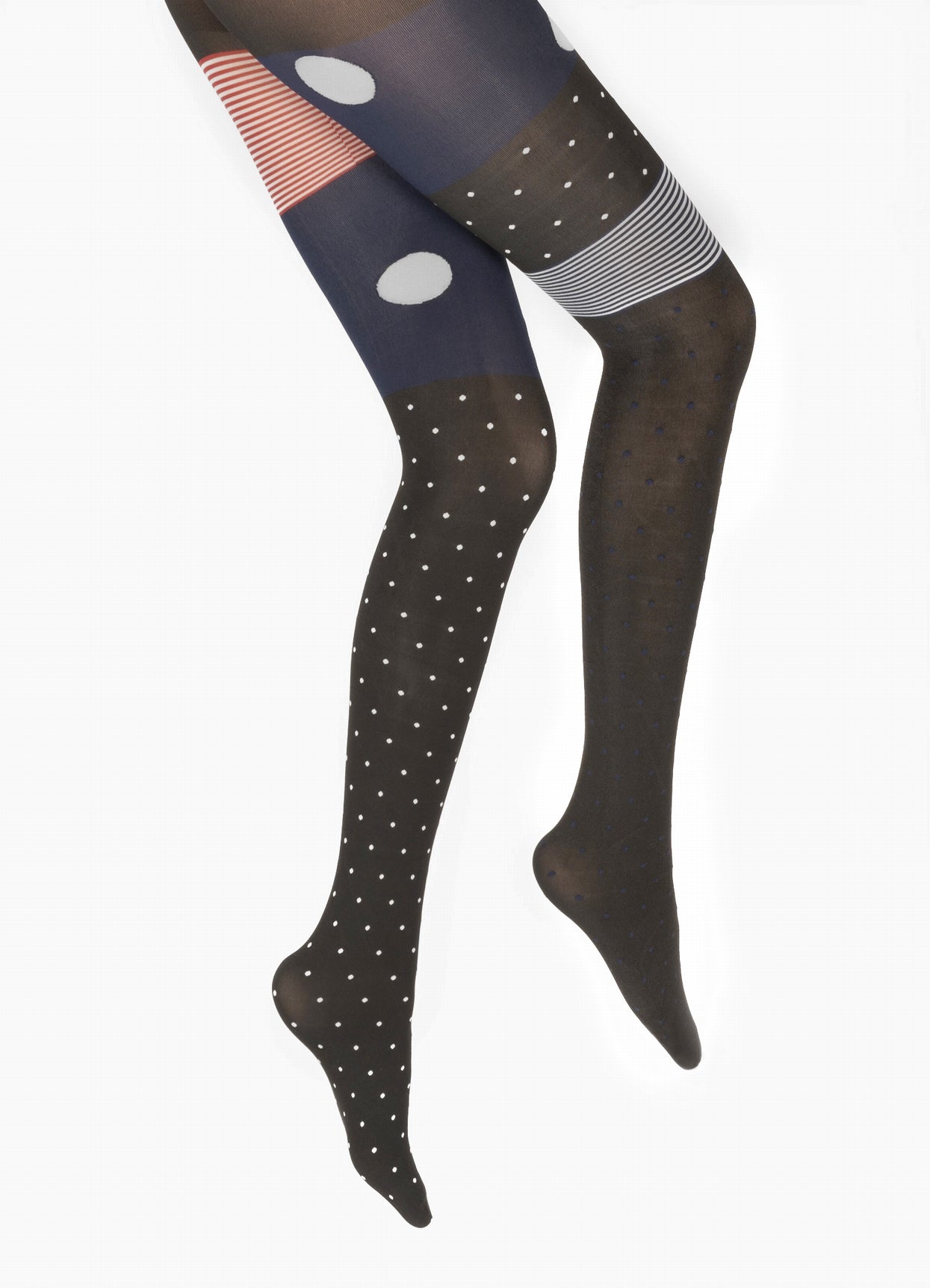 Collants 60D Pois Asymétriques noir et gris NOIR/GRIS