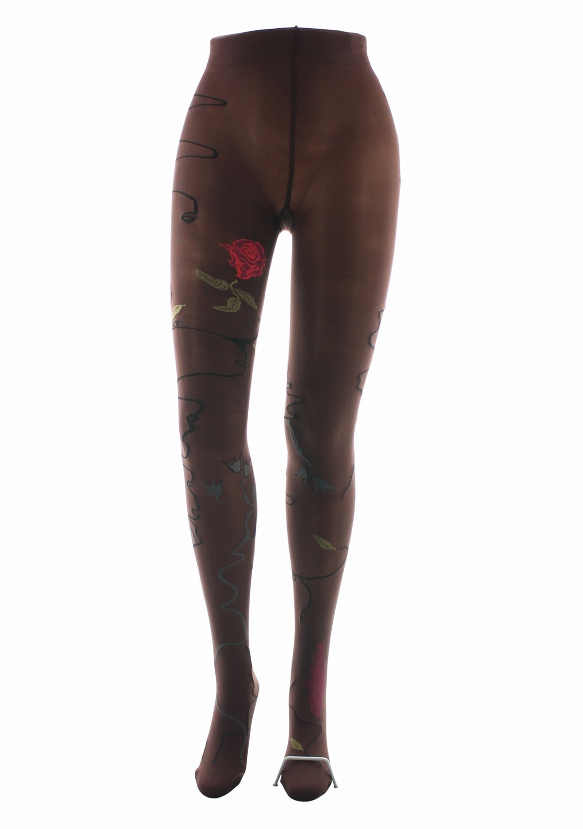 Collants femme 40 deniers Rose fond chocolat - Berthe Aux Grands Pieds CHOCOLAT