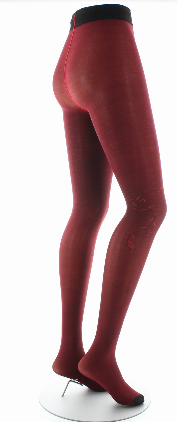 Collants femme 40D maille dévorée rouge oiseau lyre ROUGE