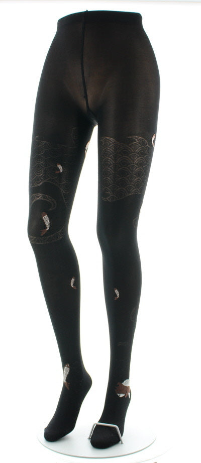 Collants femme 40D poissons noir et marron NOIR/MARRON