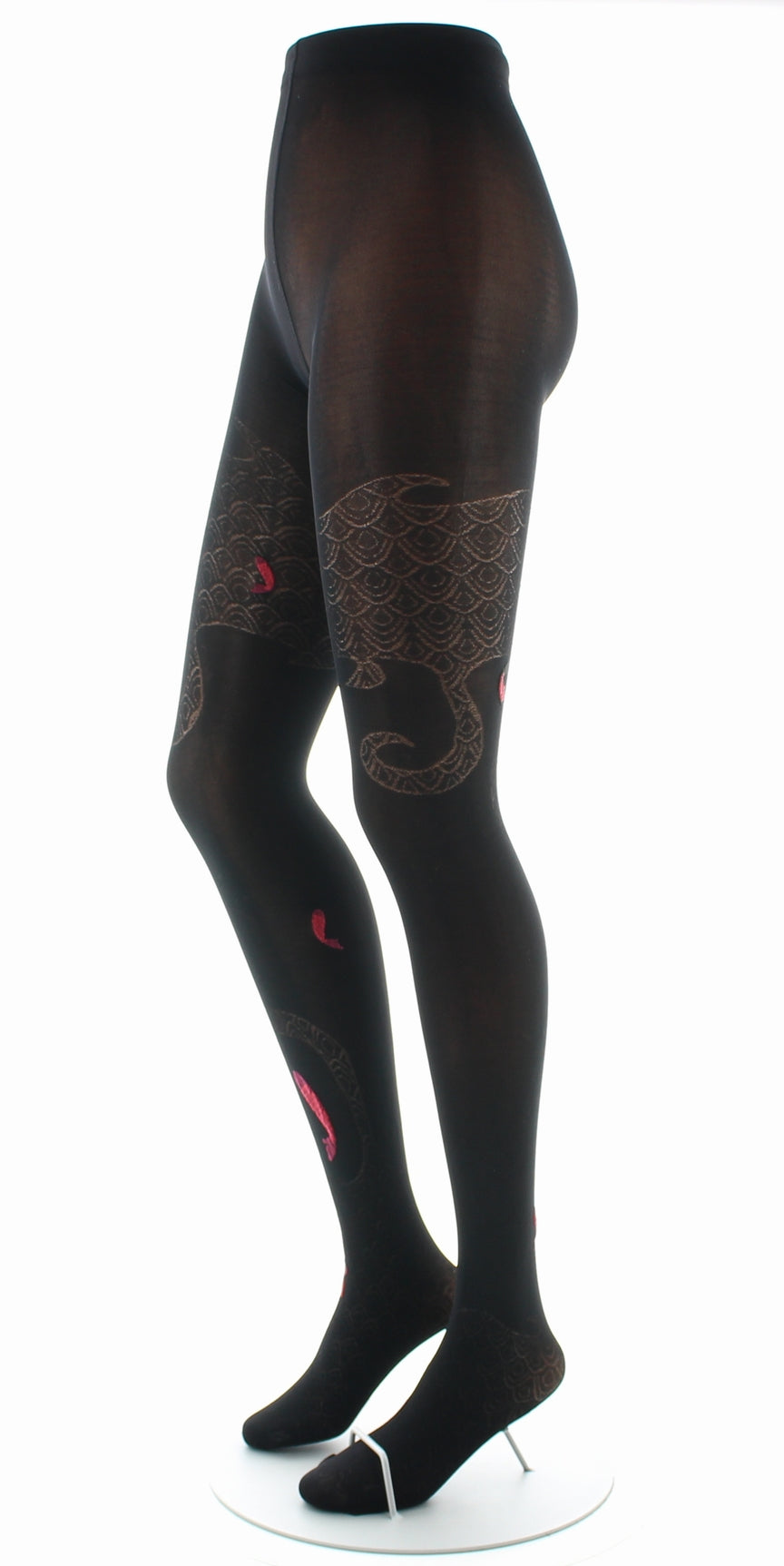 Collants femme 40D vague noir et rouge NOIR/ROUGE