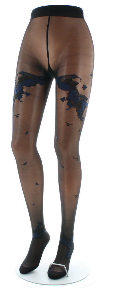 Collants fleurs japonaises Noir et Marine NOIR-MARINE