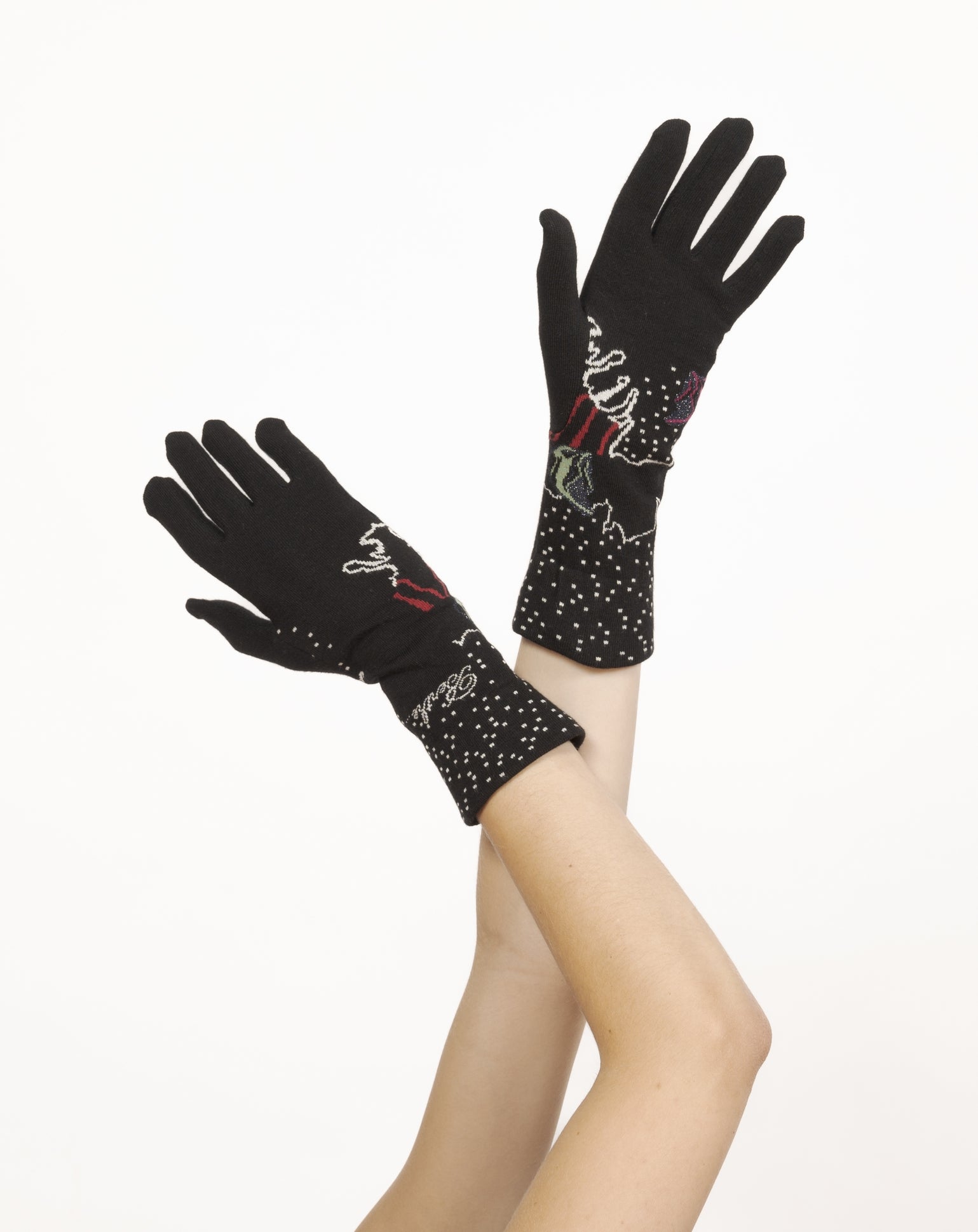 Gants coton femme poissons NOIR