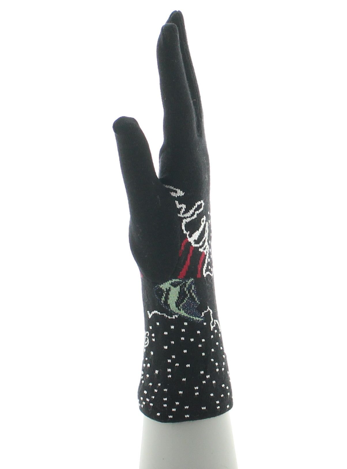 Gants coton femme poissons NOIR