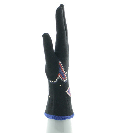 Gants femme coton cœur NOIR