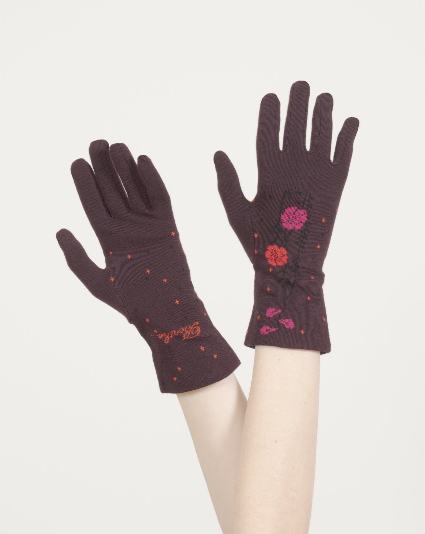 Gants femme coton couleurs d'automne BORDEAUX