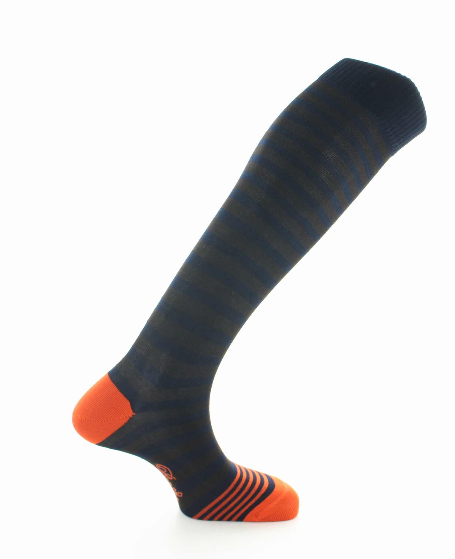 Mi-bas en fil d’Écosse pour homme Berthe Marine Marron Orange MARINE/MARRON