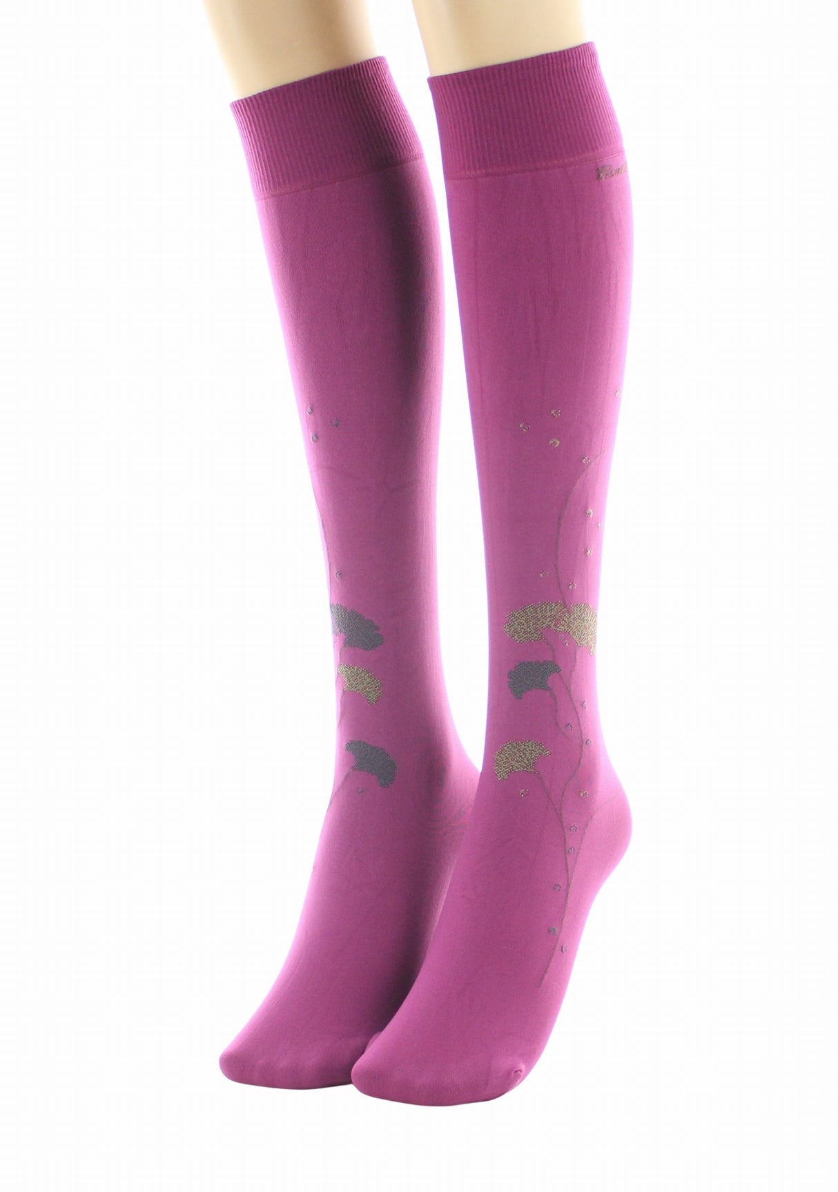 Mi-bas femme 40 deniers Albizia Berthe Fuchsia/Kaki/Gris FUCHSIA