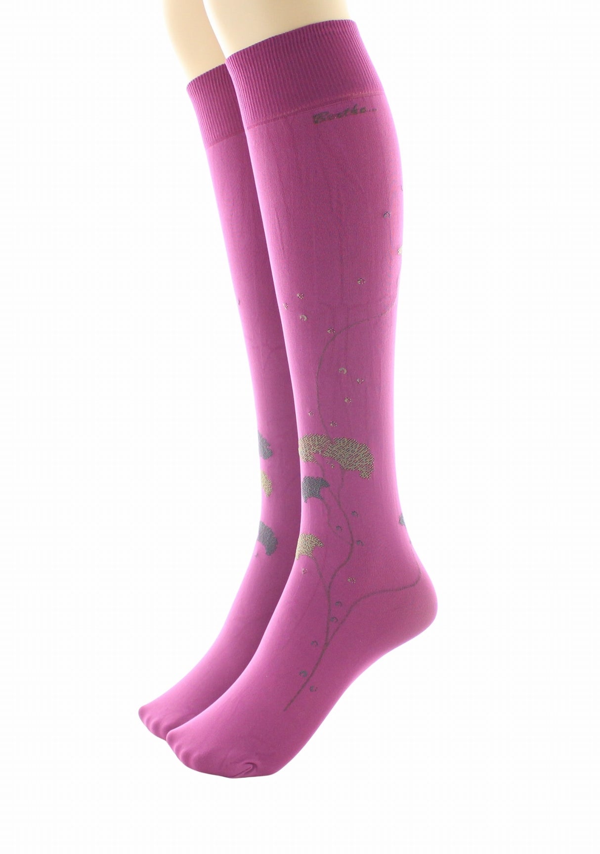 Mi-bas femme 40 deniers Albizia Berthe Fuchsia/Kaki/Gris FUCHSIA