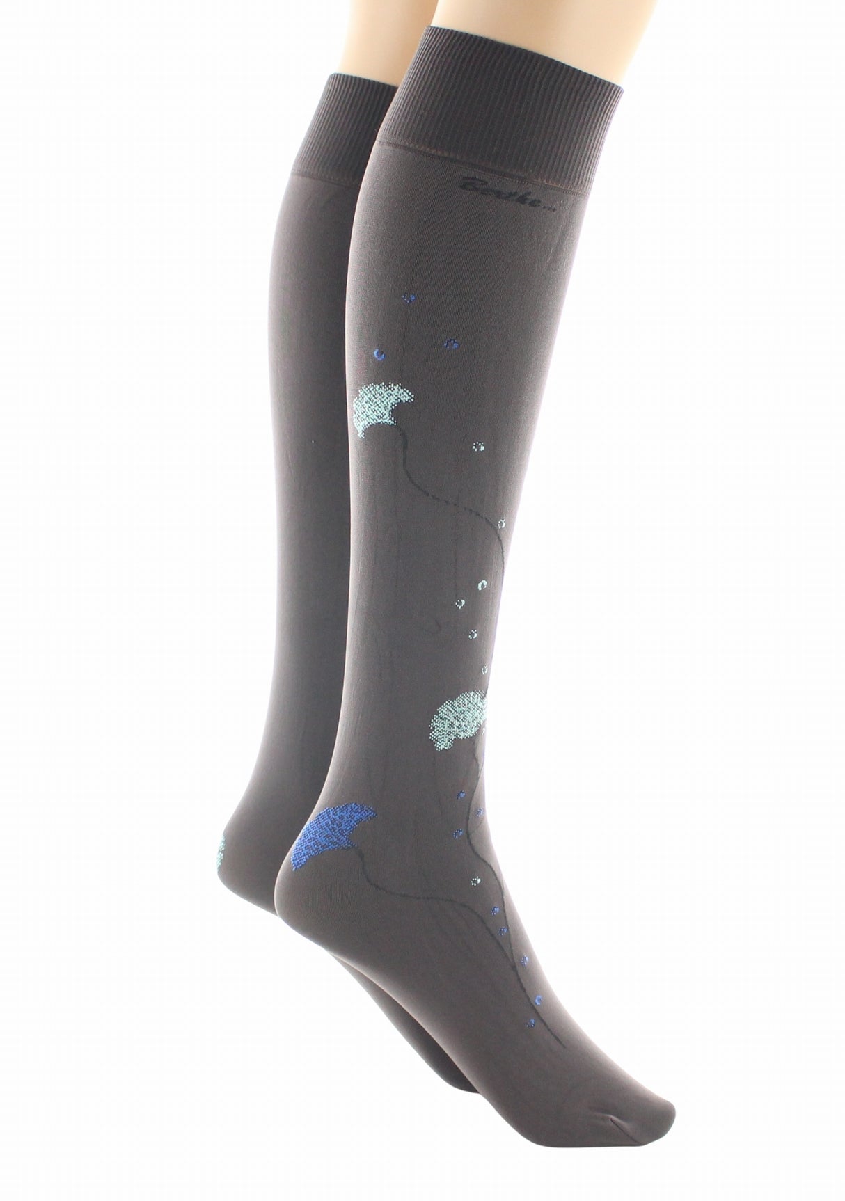 Mi-bas femme 40 deniers Berthe Albizia Marron/Bleu/Vert MARRON