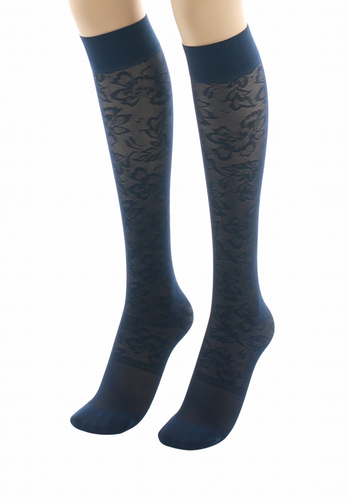 Mi-bas fins 40 deniers Berthe Dentelle Bleu marine MARINE