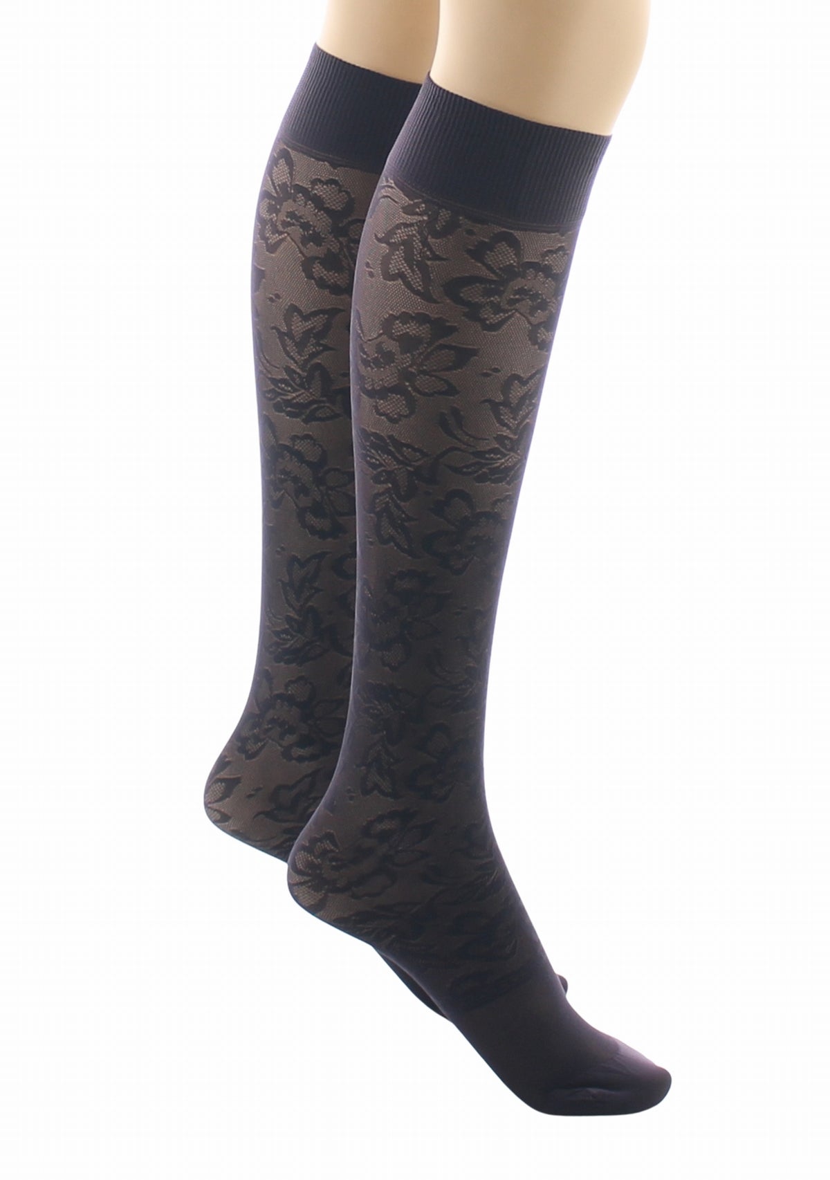 Mi-bas fins 40 deniers Berthe Dentelle Prune PRUNE