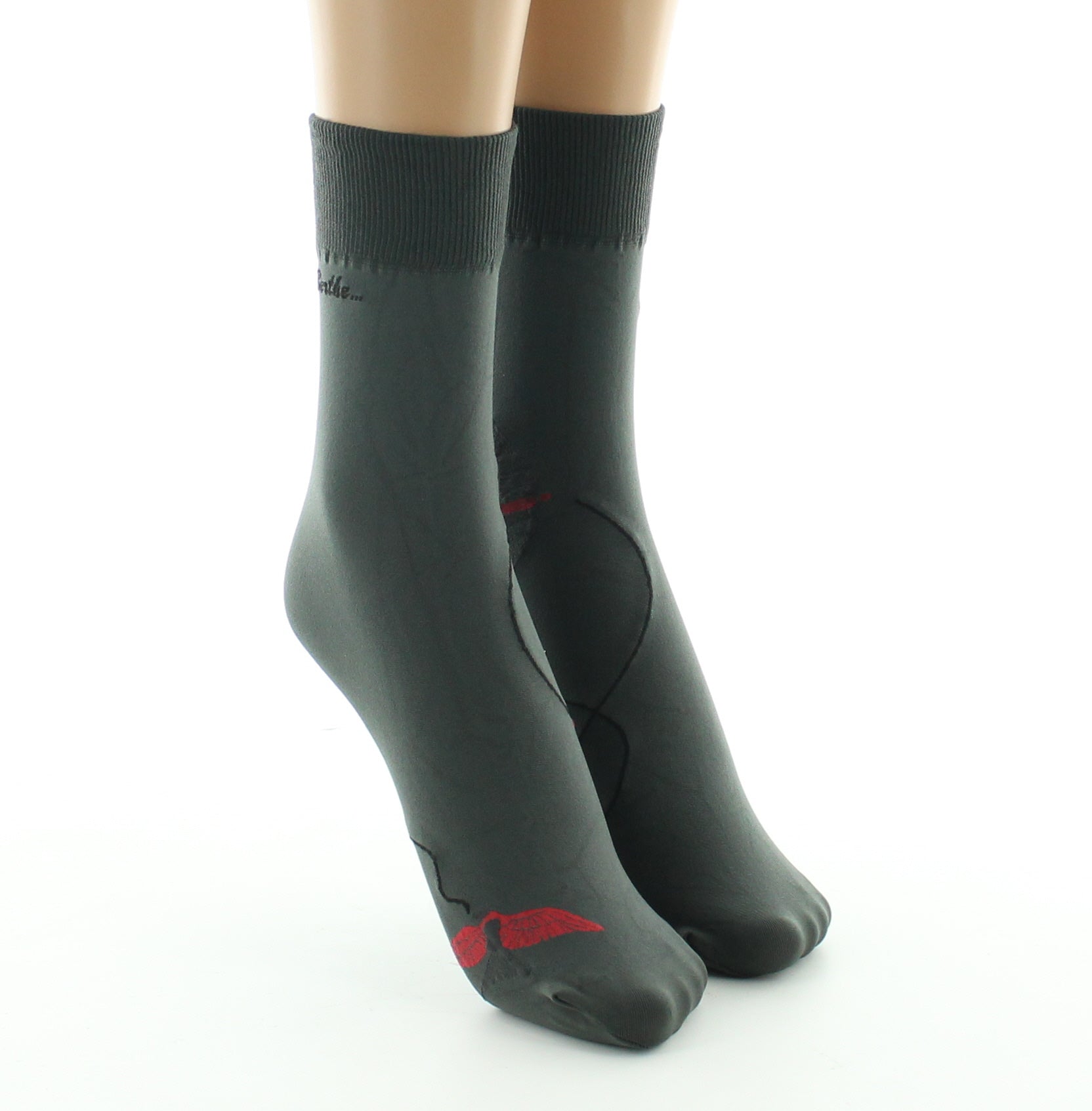 Mi-chaussettes 40D femme kaki hirondelle rouge KAKI/ROUGE