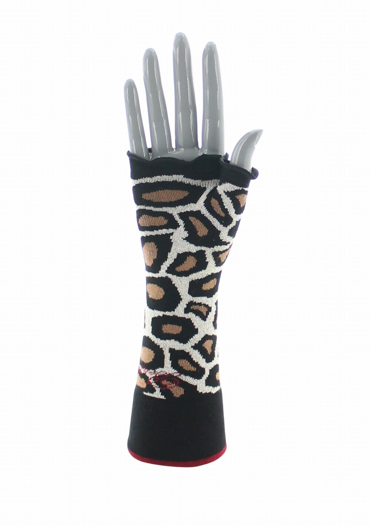 Mitaines femme coton Berthe Léopard NOIR