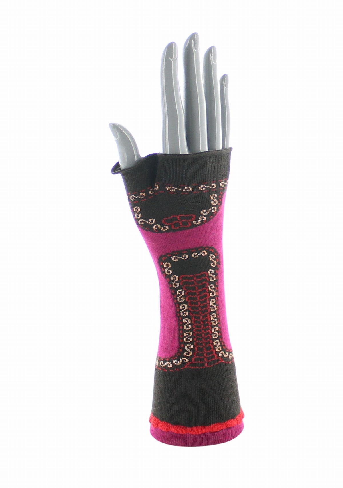 Mitaines femme coton Berthe Veste Napoléonienne FUCHSIA
