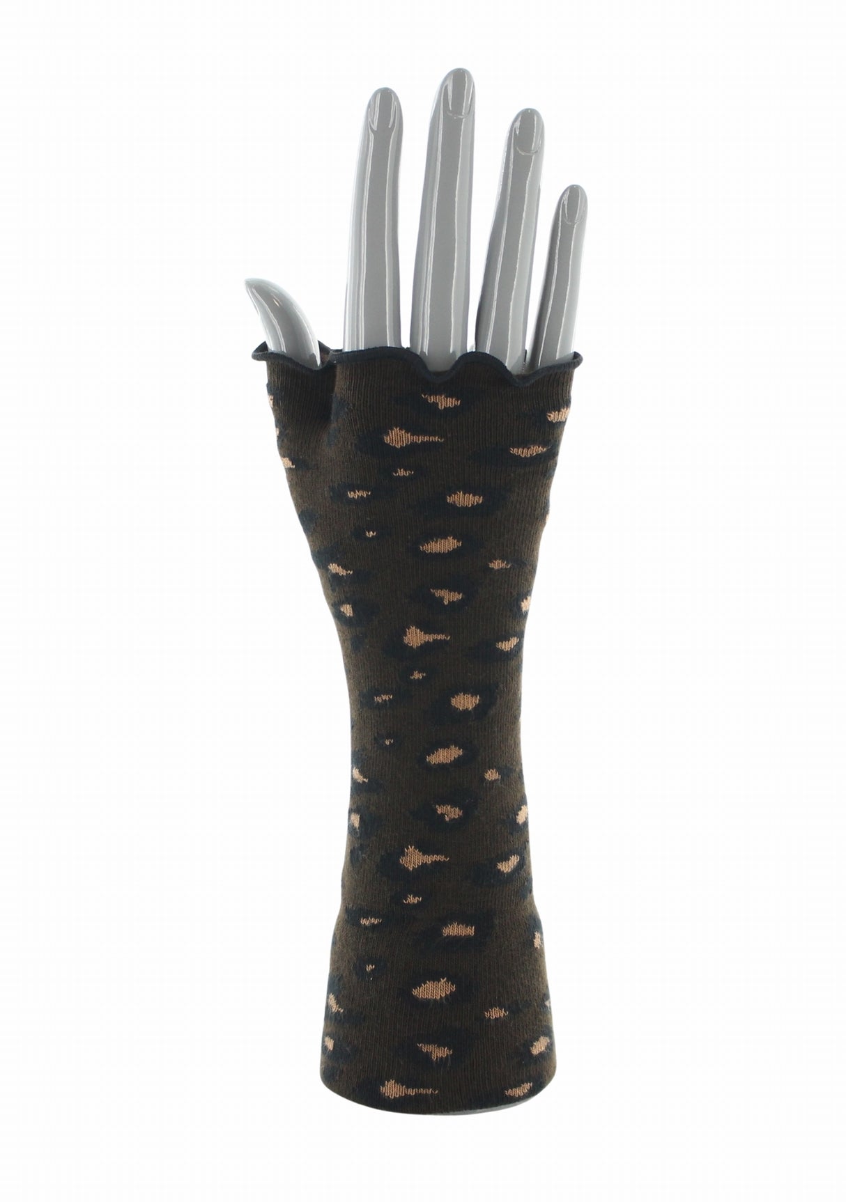 Mitaines femme coton motif Léopard Marron | Berthe Aux Grands Pieds MARRON