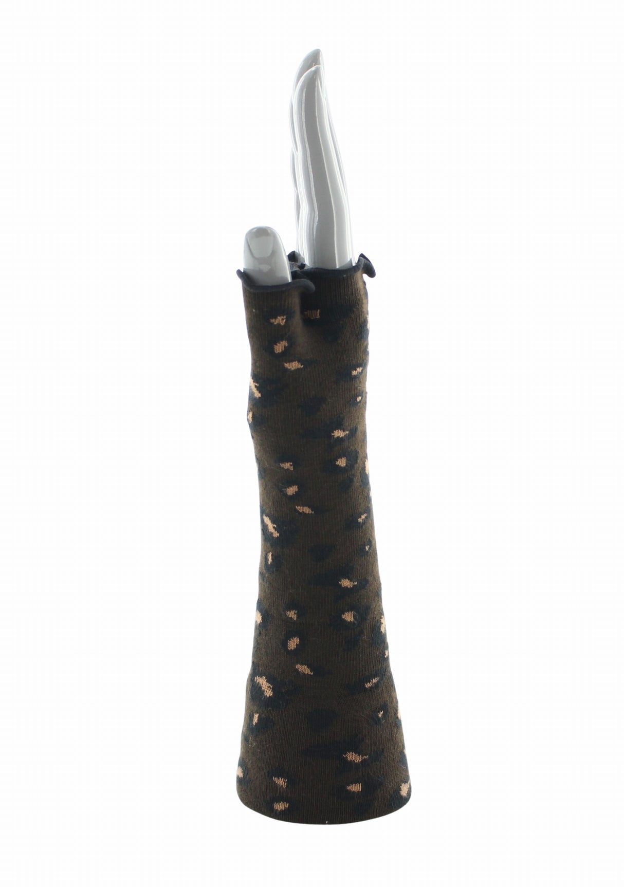 Mitaines femme coton motif Léopard Marron | Berthe Aux Grands Pieds MARRON