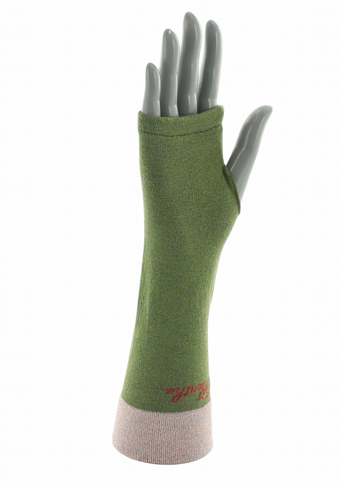 Mitaines femme en viscose et lurex Vert/Rose - Berthe Aux Grands Pieds VERT/ROSE