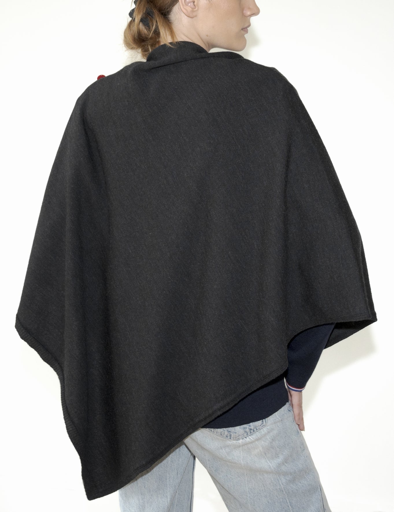 Poncho femme laine mérinos anthracite chiné GRIS ANTHRACITE