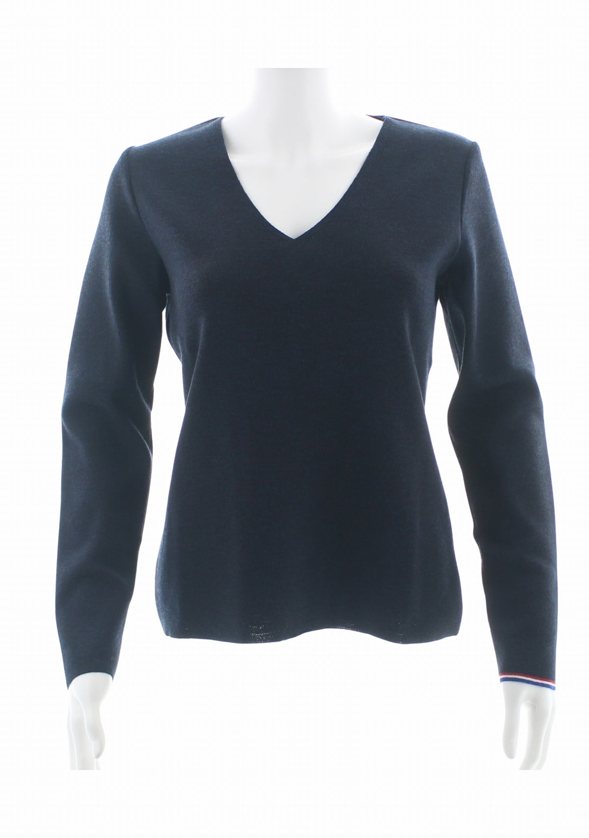 Pull col V femme marine à coudières Poupée Russe MARINE