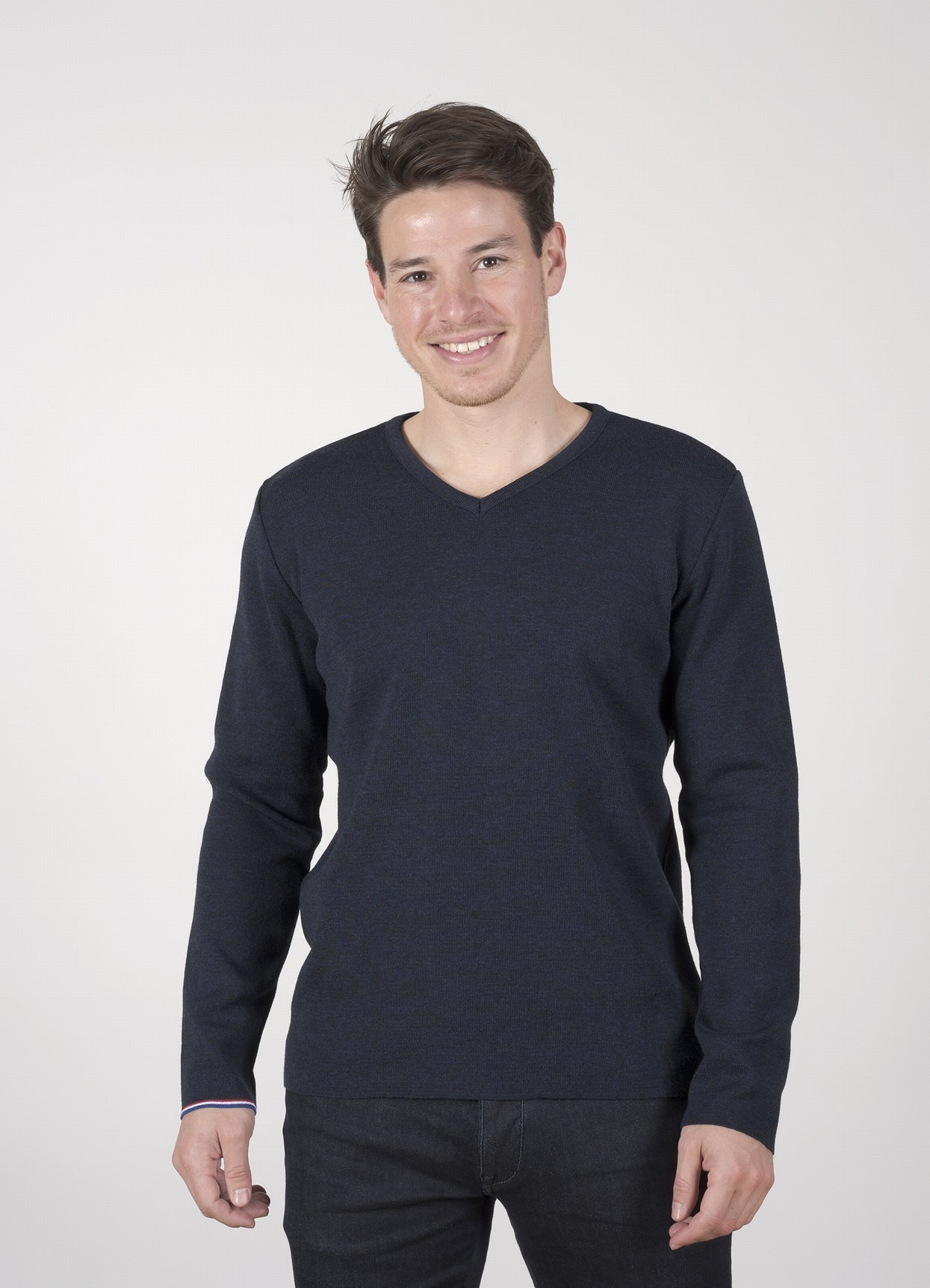 Pull Col V Homme CoCo RiCo marine dark navy BLEU MARINE