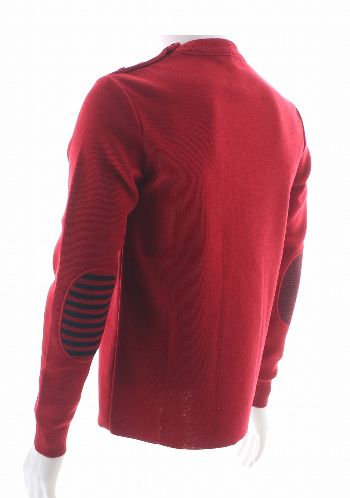 Pull marin col rond homme rouge à coudières asymétriques marine/rouge ROUGE