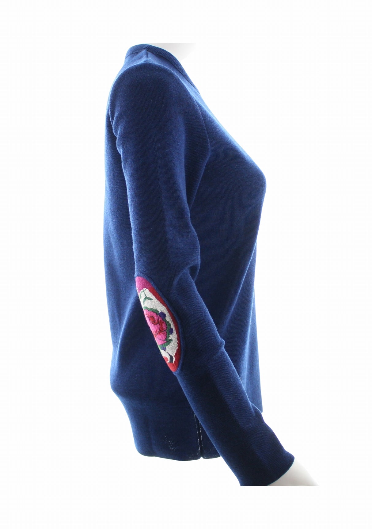 Pull marin femme col rond Berthe Bleu royal Fleurs de rose BLEU ROYAL