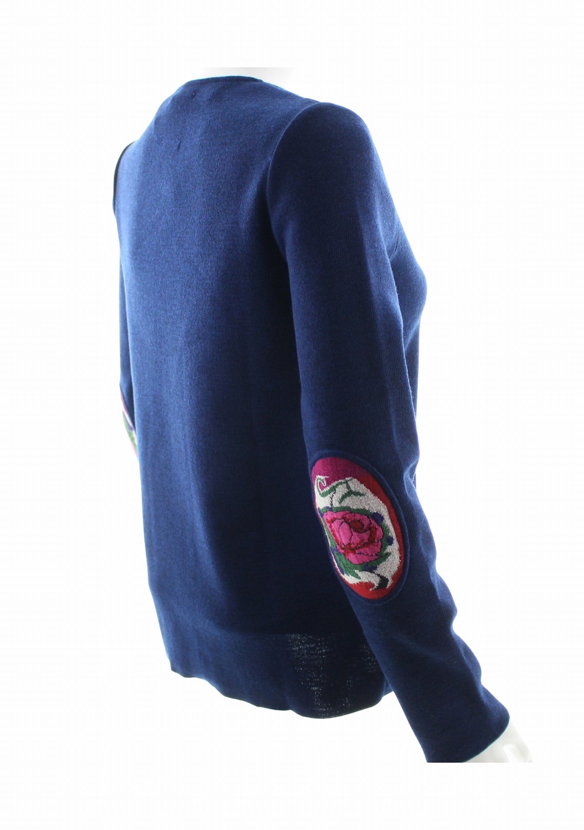 Pull marin femme col V Berthe Bleu royal Fleurs de rose BLEU ROYAL
