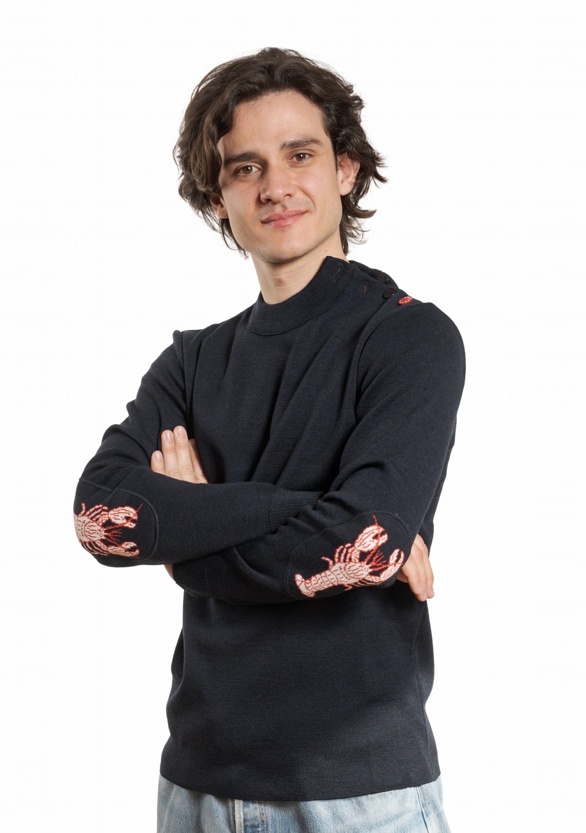 Pull marin homme col rond Berthe Homard MARINE