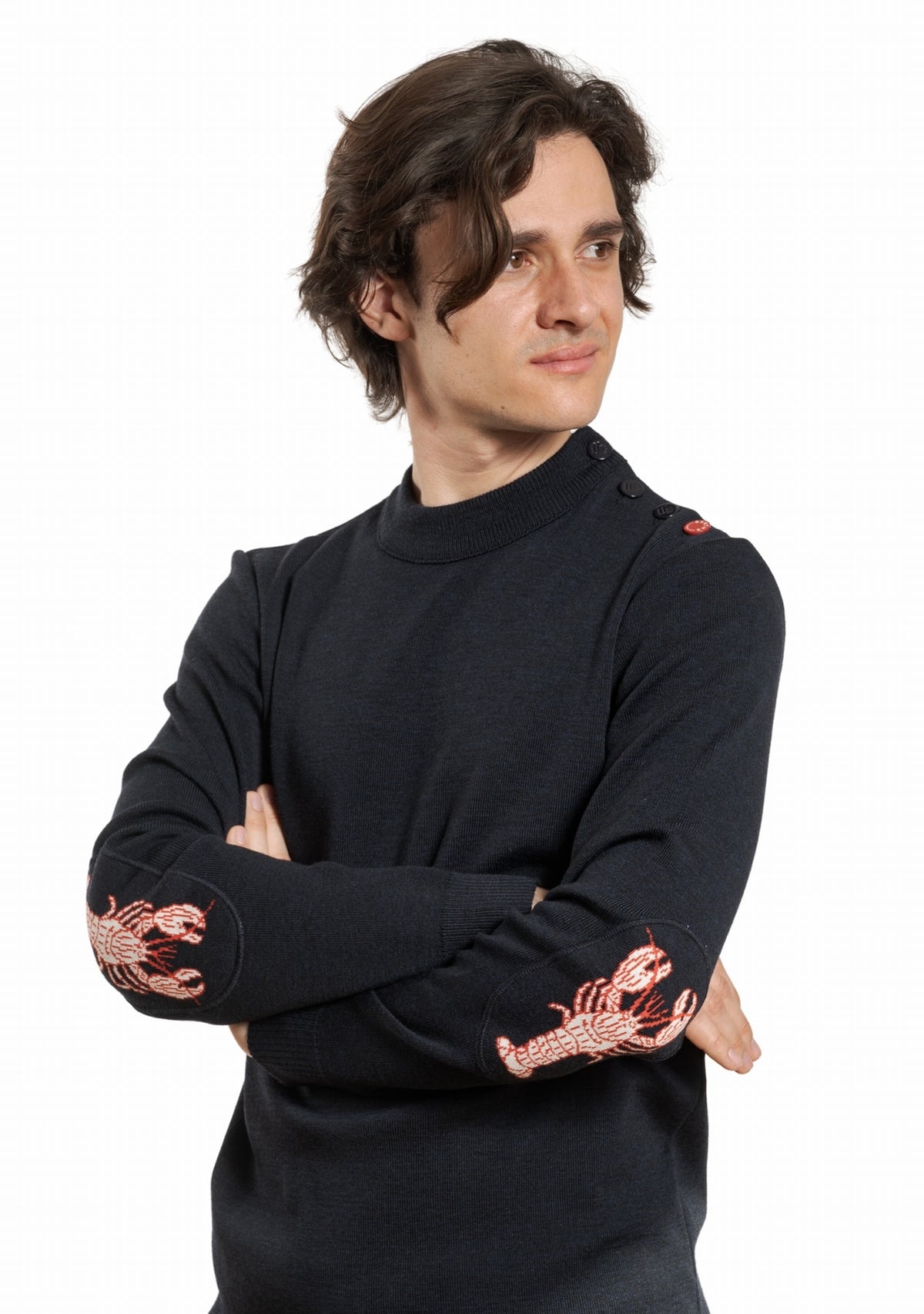 Pull marin homme col rond Berthe Homard MARINE