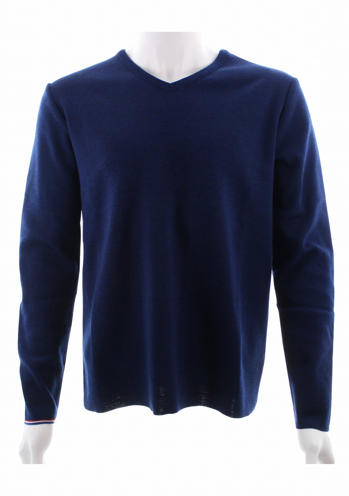 Pull marin homme col V Berthe Bleu royal uni à coudières asymétriques Marine/Jaune BLEU ROYAL