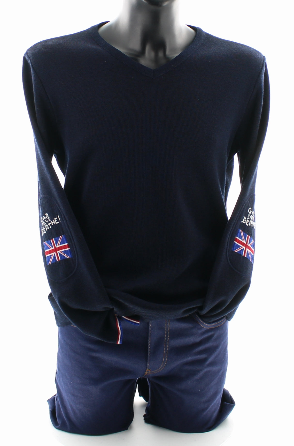 Pull marin Homme God Save Berthe col V MARINE