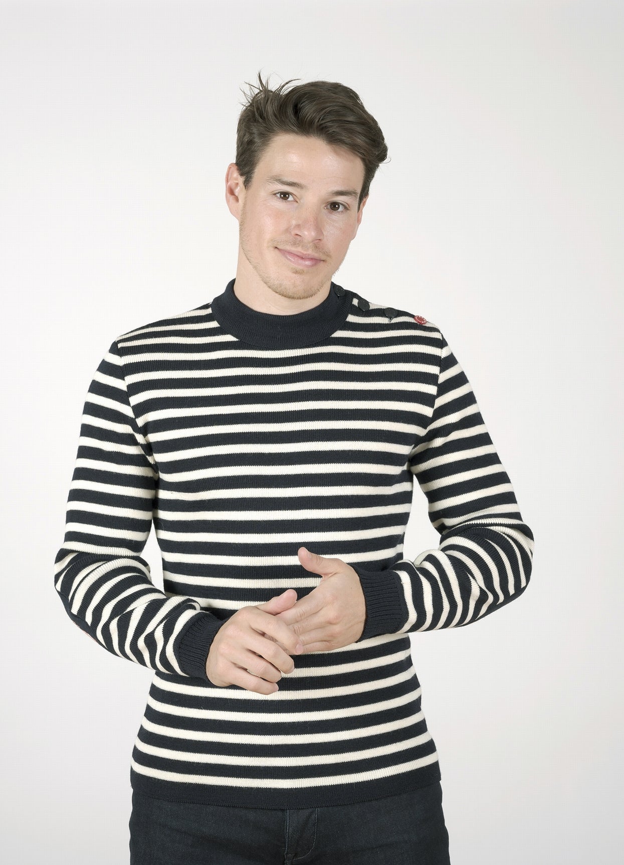 Pull Marin Homme Homard rayée écru et marine MARINE/ECRU