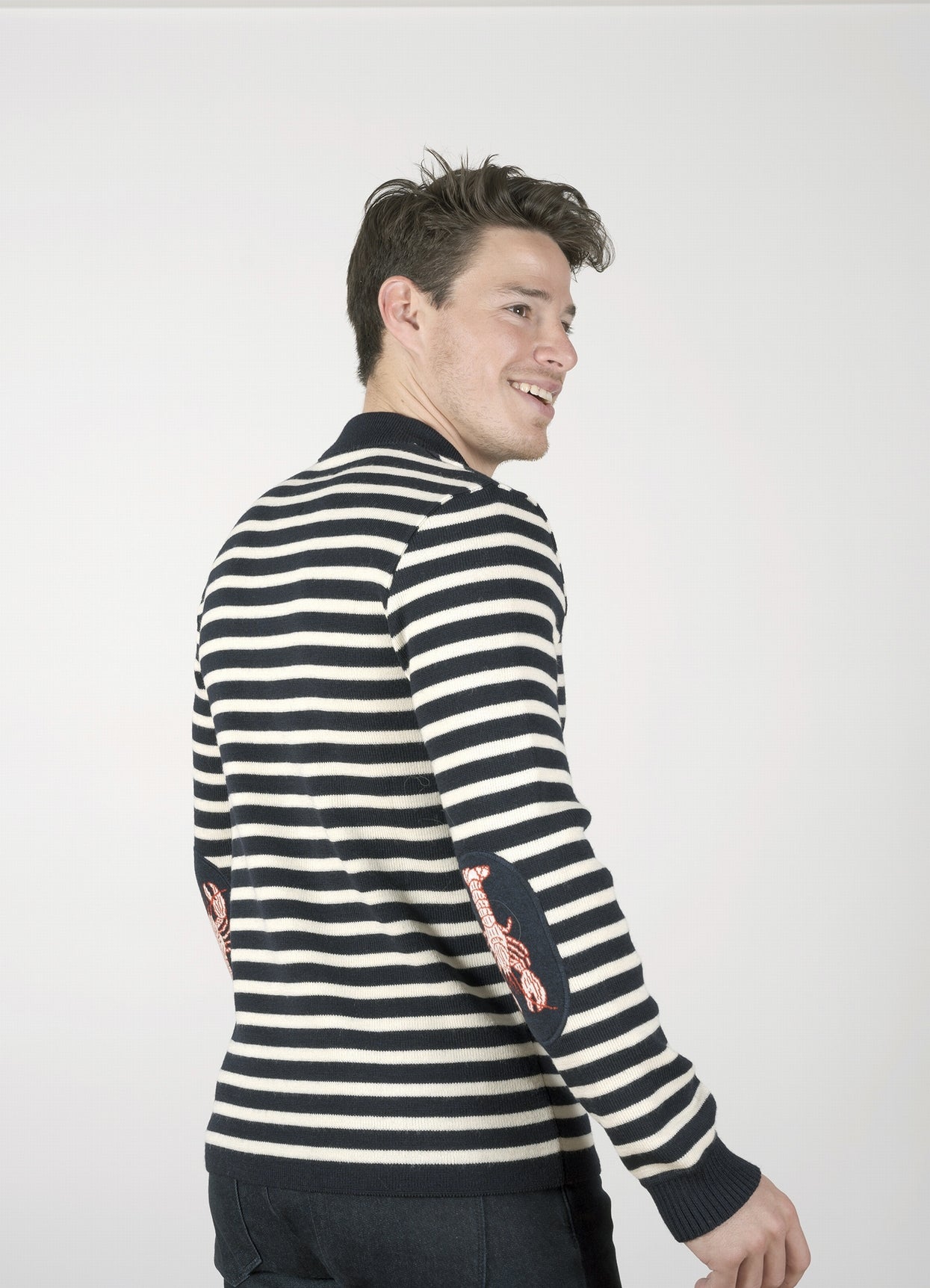 Pull Marin Homme Homard rayée écru et marine MARINE/ECRU