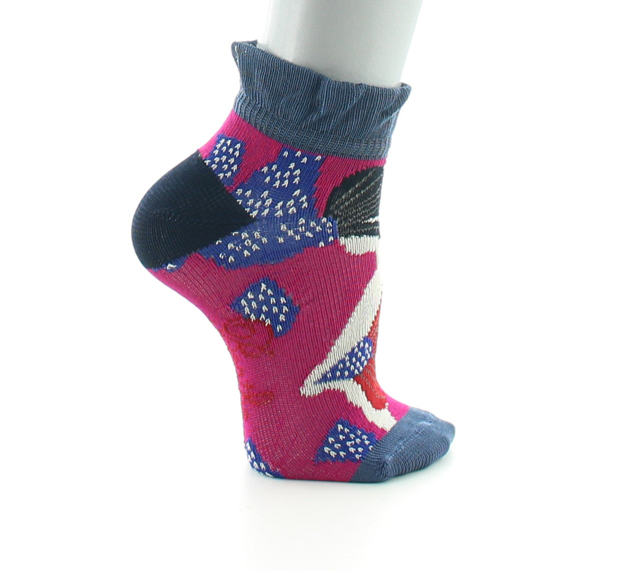 Socquettes bébé fil d'Ecosse fleurs sauvages FUCHSIA