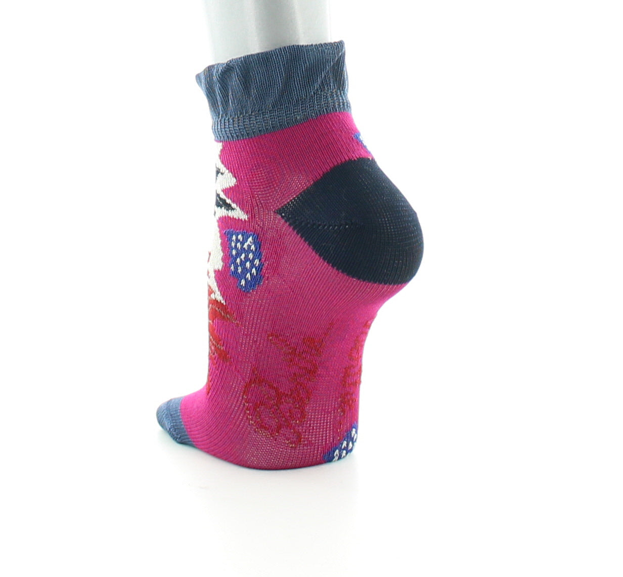 Socquettes bébé fil d'Ecosse fleurs sauvages FUCHSIA