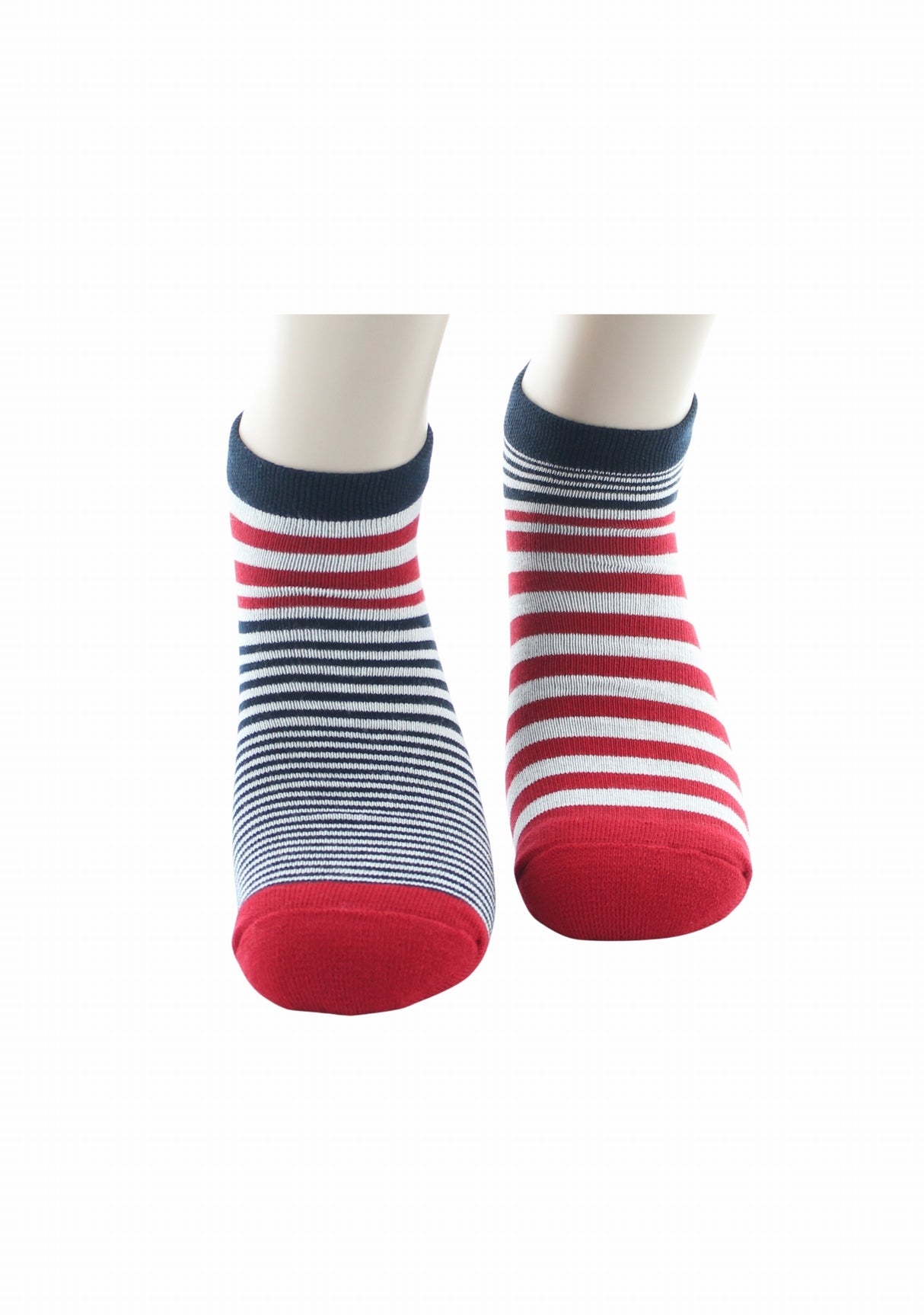 Socquettes coton homme Berthe Aux Grands Pieds rayures asymétriques sport MARINE