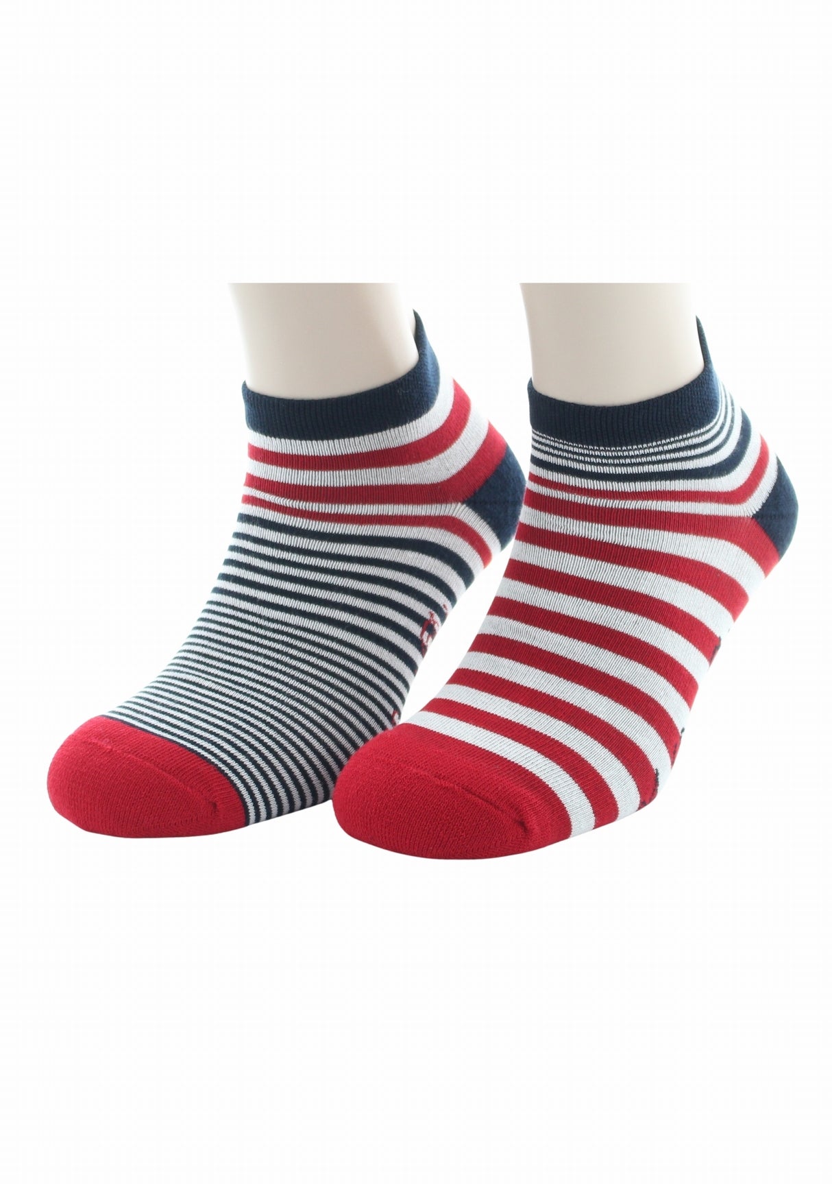 Socquettes coton homme Berthe Aux Grands Pieds rayures asymétriques sport MARINE