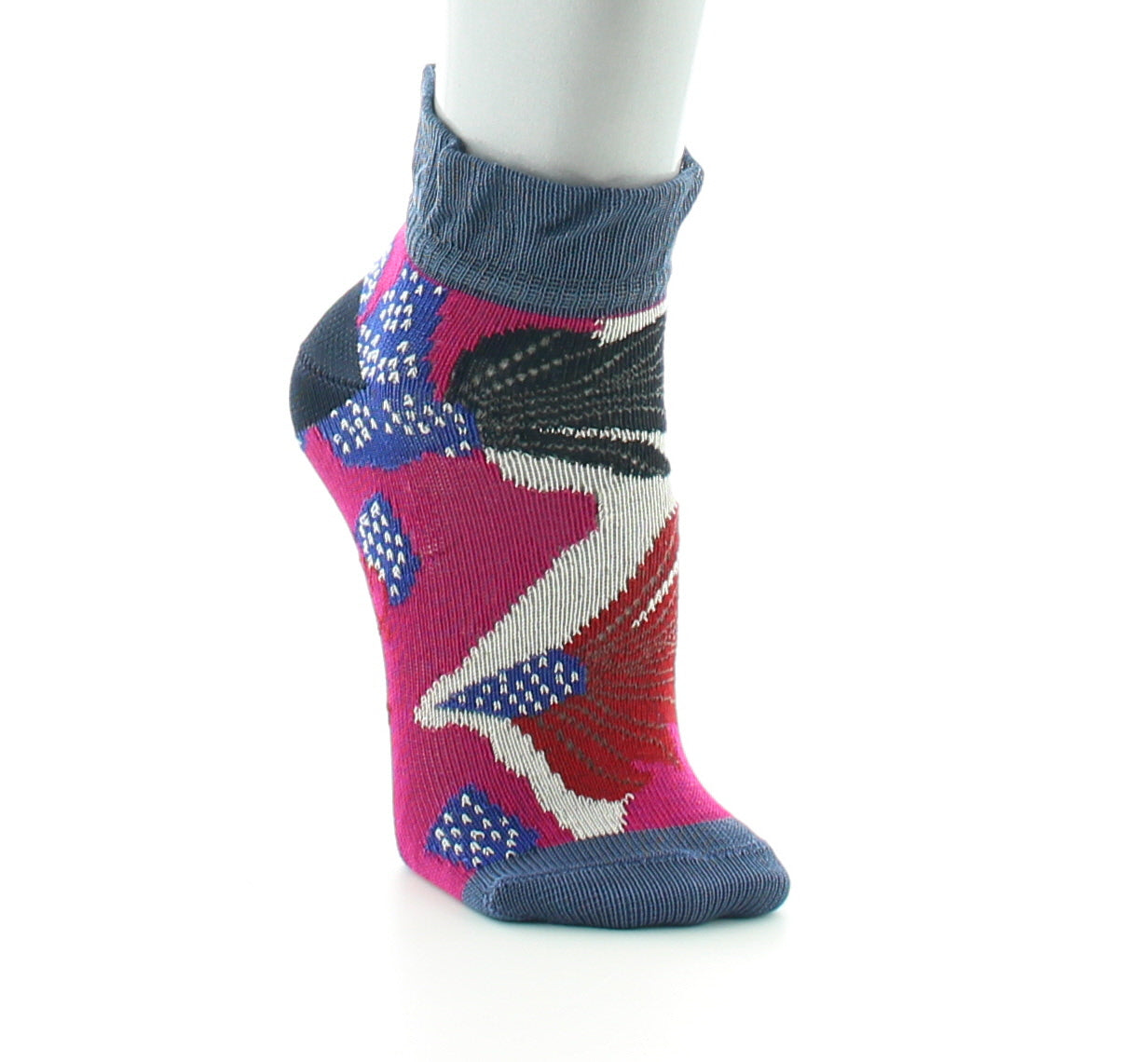 Socquettes enfant fil d'Ecosse fleurs sauvages FUCHSIA