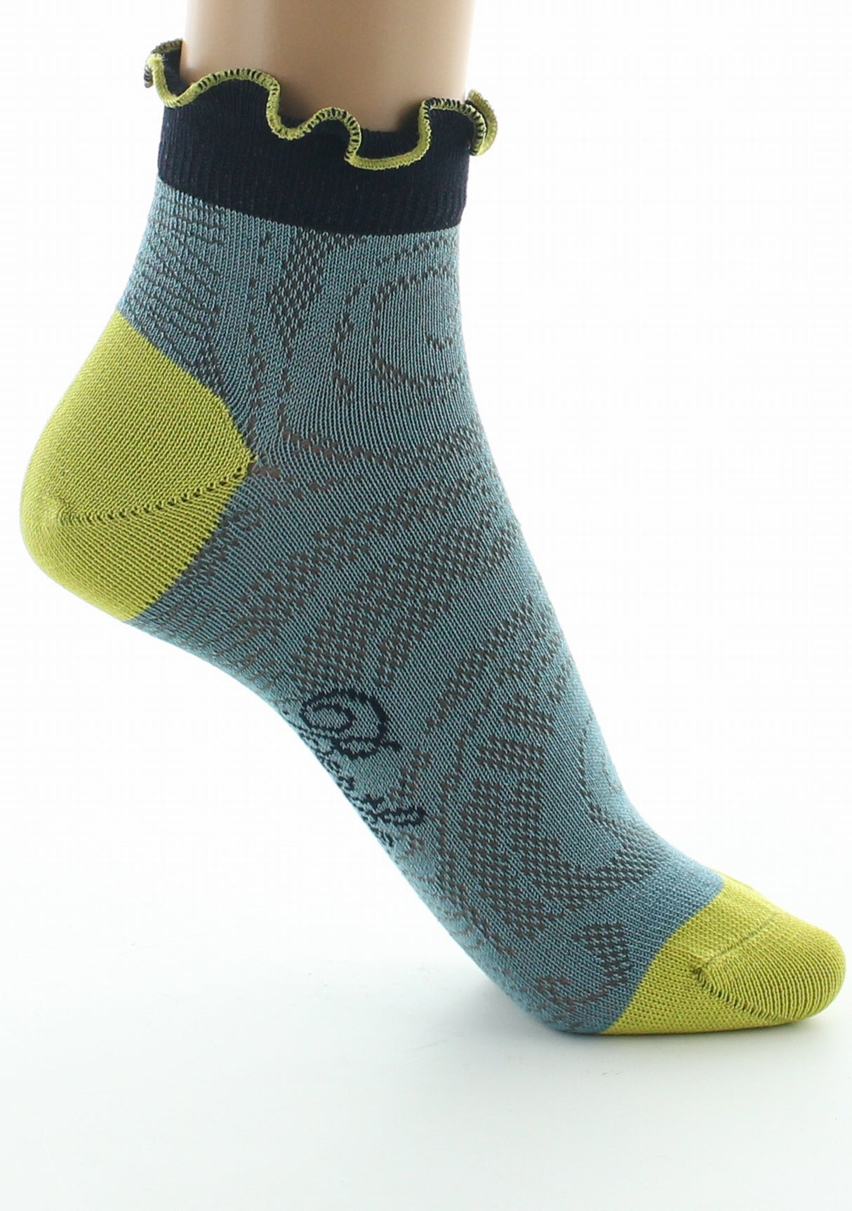 Socquettes femme fil d'Ecosse Art Déco BLEU