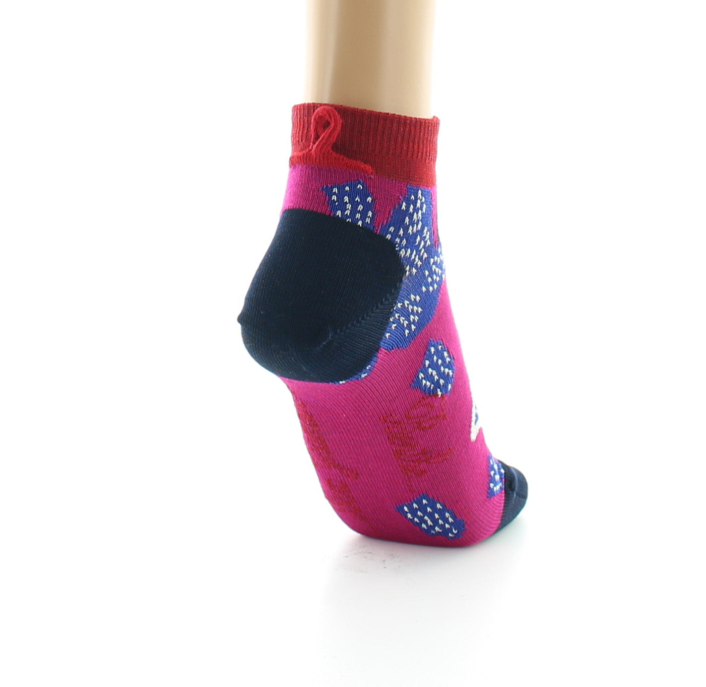 Socquettes femme fil d'Ecosse fleurs sauvages FUCHSIA