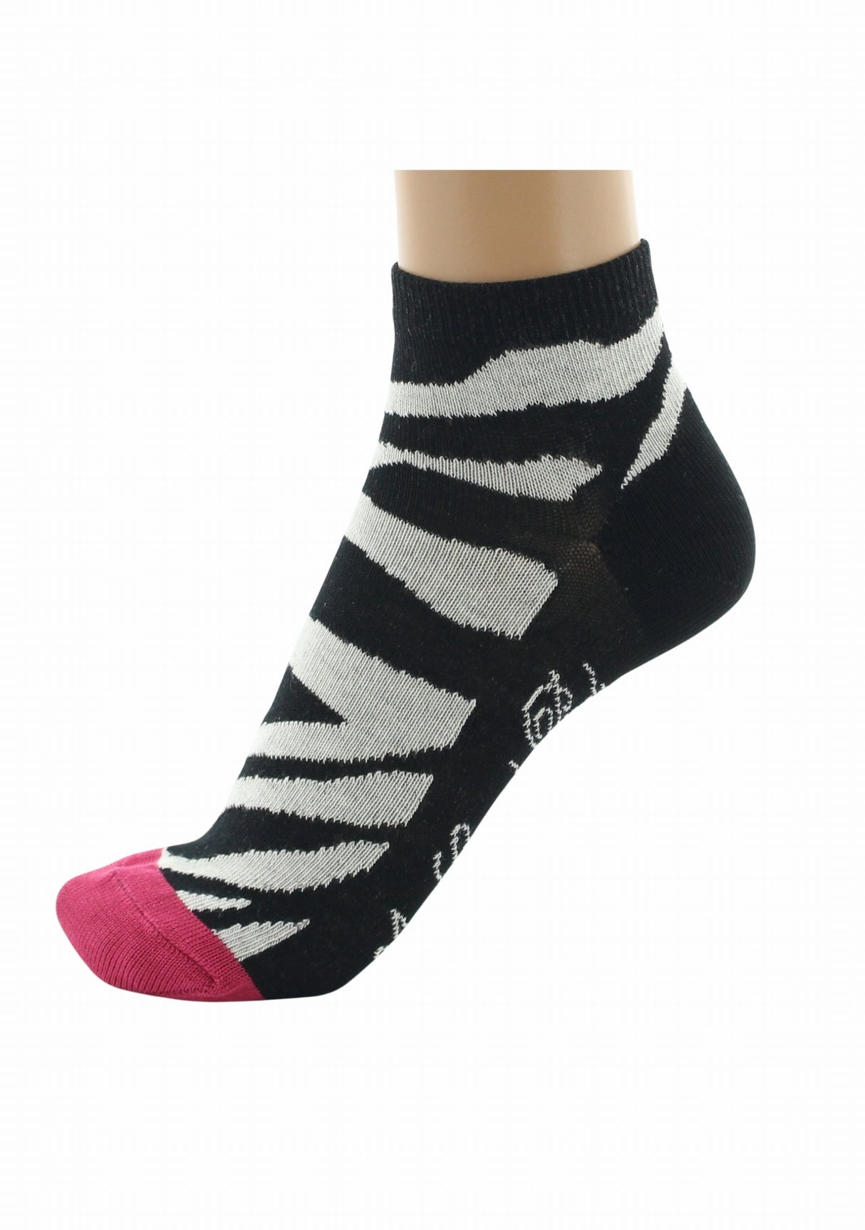 Socquettes fil d’Écosse femme Berthe Aux Grands Pieds motif zèbre NOIR